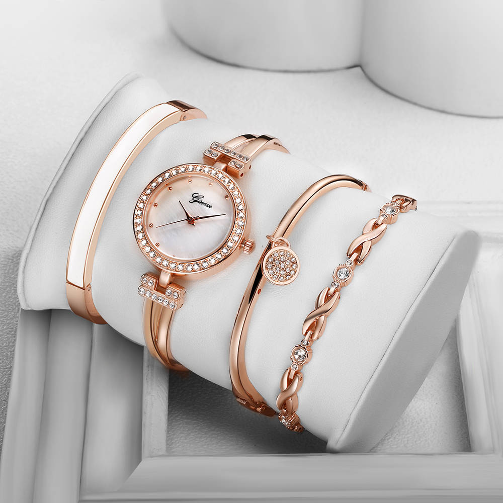 Fashion Geometric Glass Surface Bangle Bracelet and Wrist Watch Set - Power  Day Sale